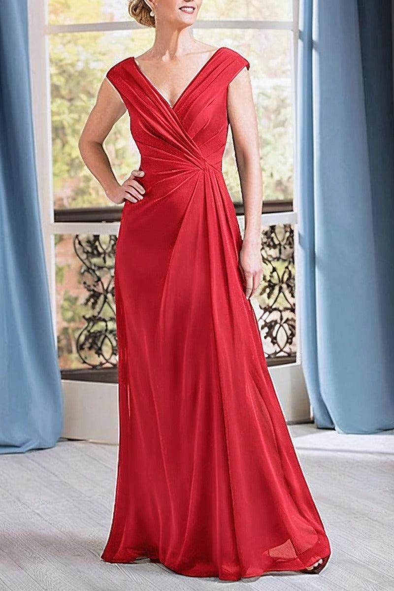 A-Line Floor Length Chiffon Mother Dress CM0076 - COCOMELODY